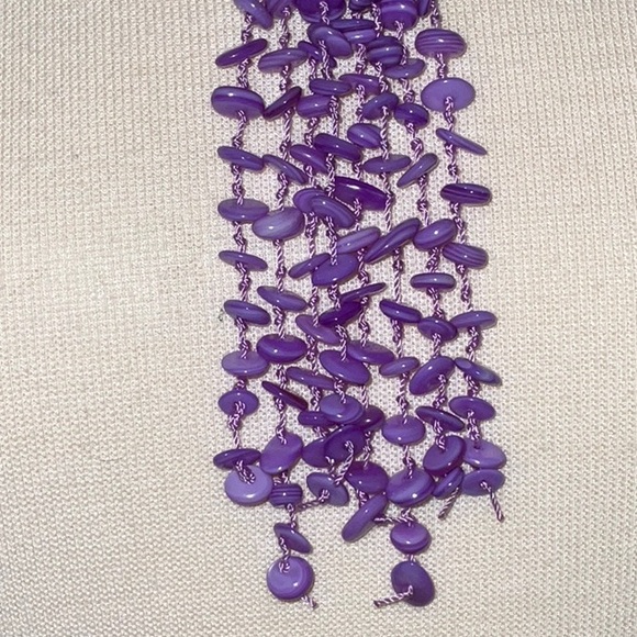 Artisan Made Y Style Multi Strand Dyed Purple Shell Necklace Toggle Close - Picture 4 of 13